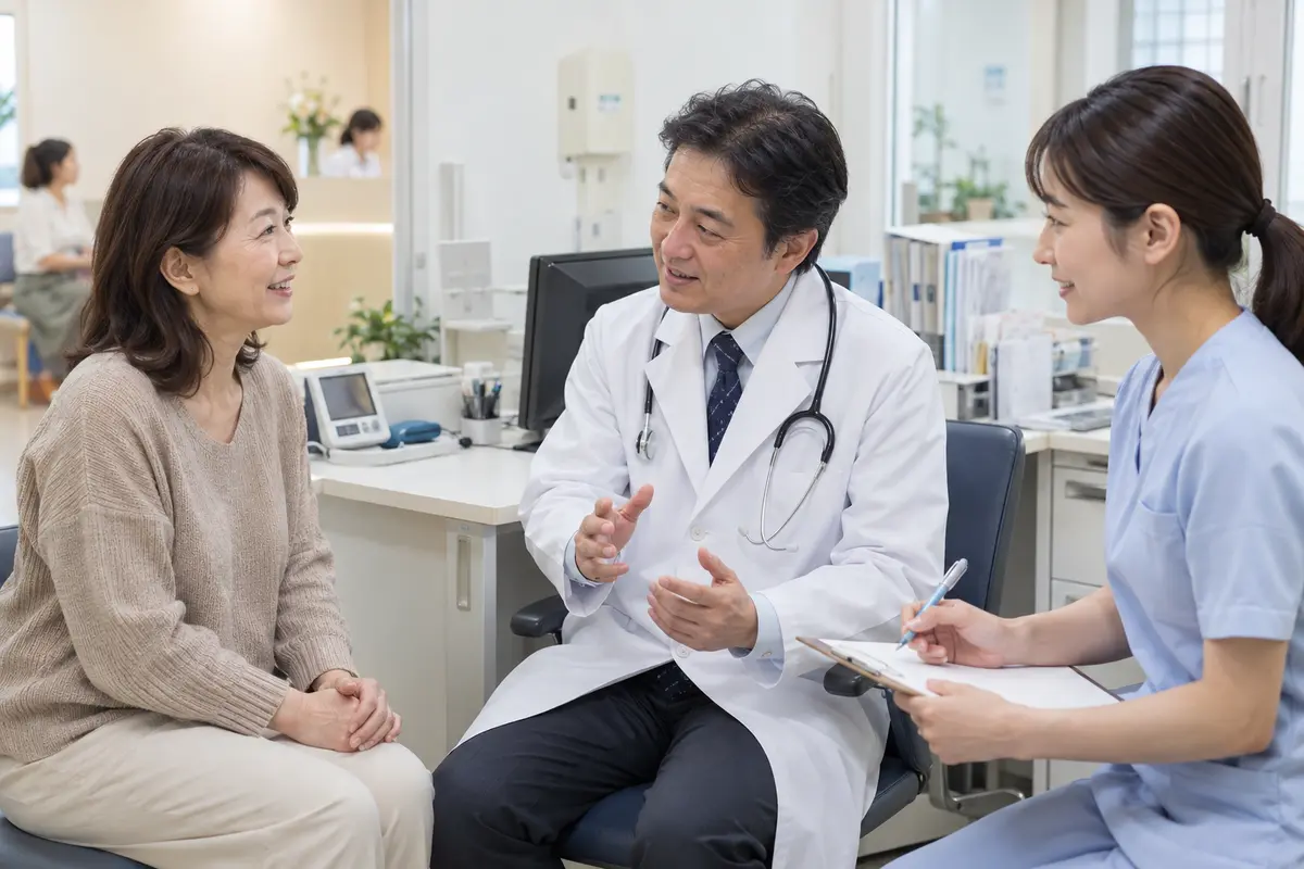 自費診療について患者さんの話を聞く相談風景